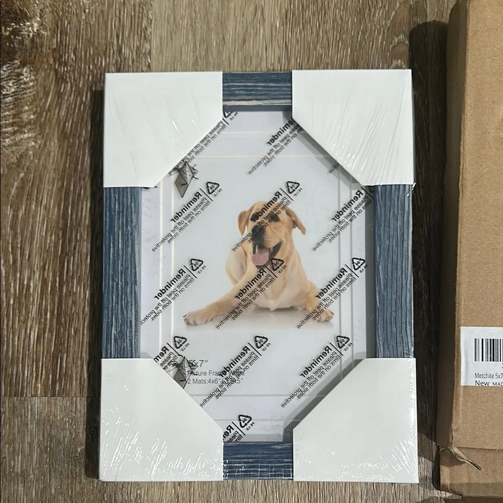 Blue Picture Frame - rustic wood - 5x7 in